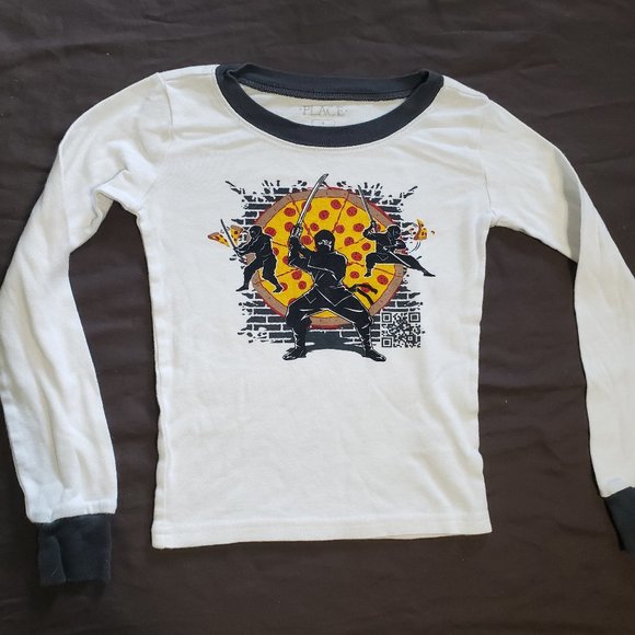 Pizza Ninja Warrior Pajama 2 Piece Set 100% Cotton Children's Place Size 5 - Picture 2 of 7